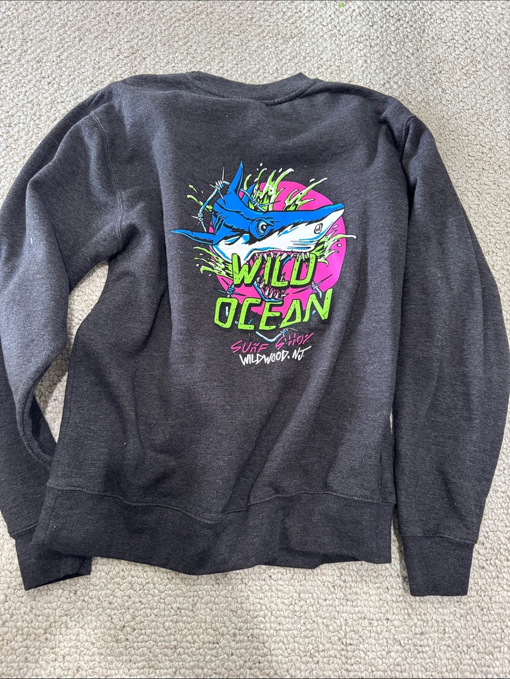 Charcoal Crewneck Sweatshirt - Men Wild Ocean shark - Picture 4 of 4